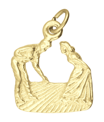 Gouden Danspaar vragend ketting hanger