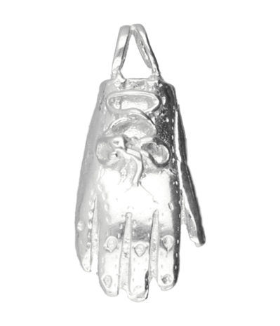 Zilveren Kaats handschoen ketting hanger