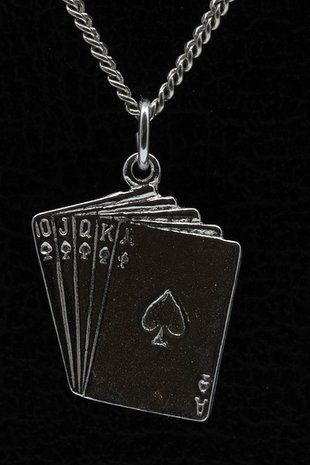 Zilveren Kaartspel ketting hanger