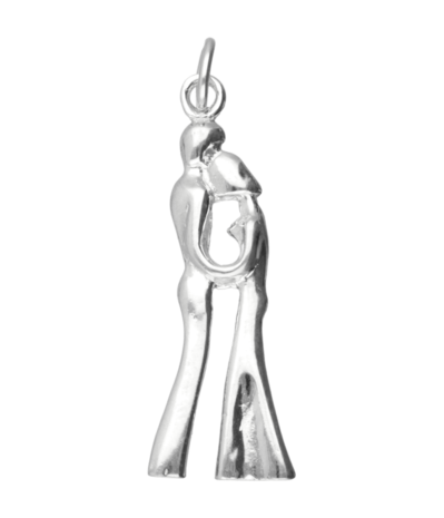 Zilveren Danspaar Art Deco ketting hanger