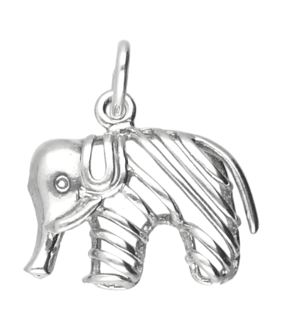 Zilveren Olifant opengewerkt ketting hanger