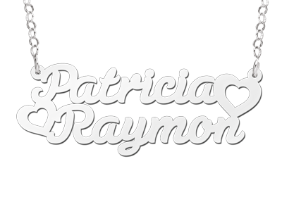 Zilveren Naamketting lettertype Patricia - hart - Raymon