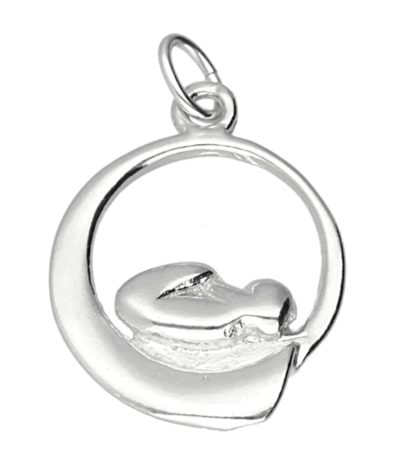 Zilveren Baby in buik ketting hanger