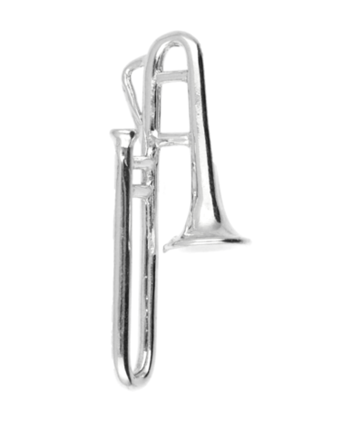 Zilveren Trombone groot ketting hanger
