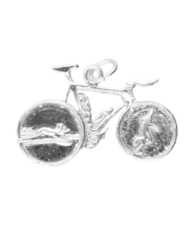 Zilveren Triathlon fiets ketting hanger