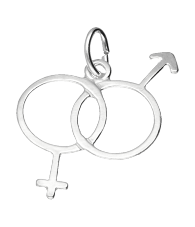 Zilveren Man/vrouw teken ketting hanger