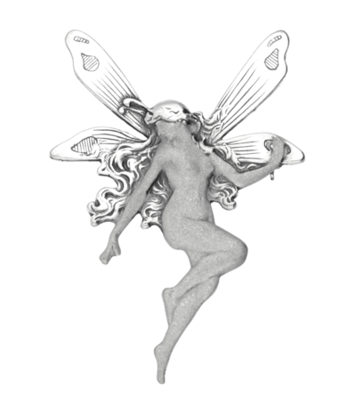 Zilveren Vrouw met vleugels Art Nouveau Jugendstil XL hanger en broche