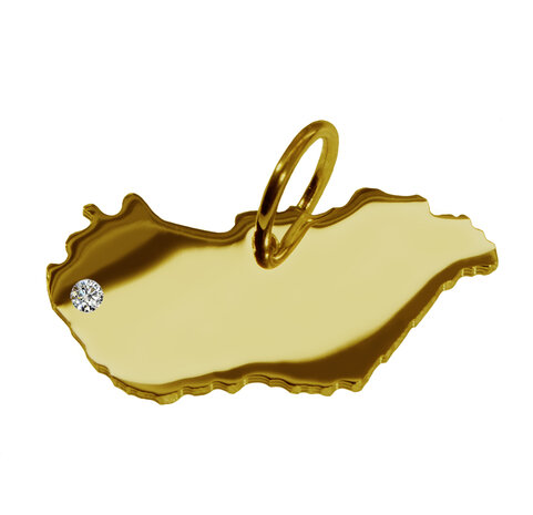 Gouden Landkaart Hongarije ketting hanger