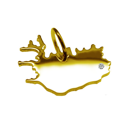 Gouden Landkaart IJsland ketting hanger