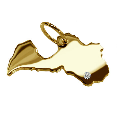 Gouden Landkaart Letland ketting hanger