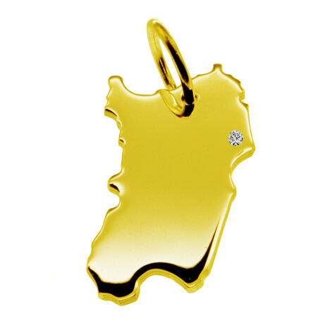 Gouden Landkaart Sardinië ketting hanger