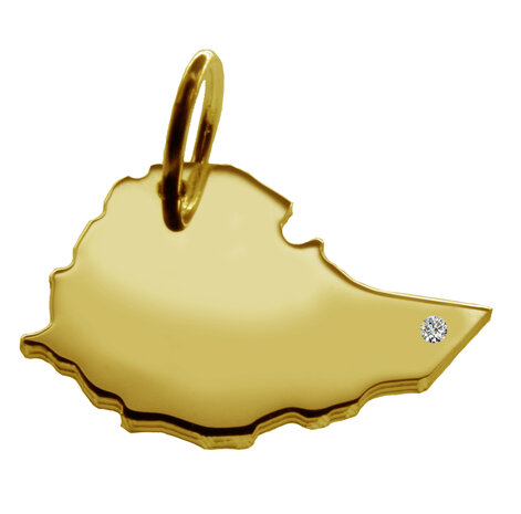 Gouden Landkaart Ethiopië ketting hanger