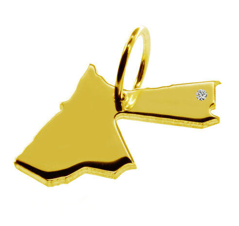 Gouden Landkaart Jordanië ketting hanger