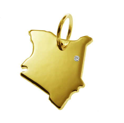 Gouden Landkaart Kenia ketting hanger