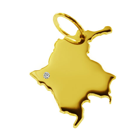 Gouden Landkaart Colombia ketting hanger