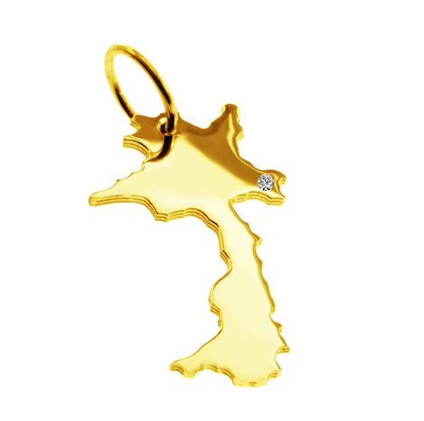 Gouden Landkaart Laos ketting hanger