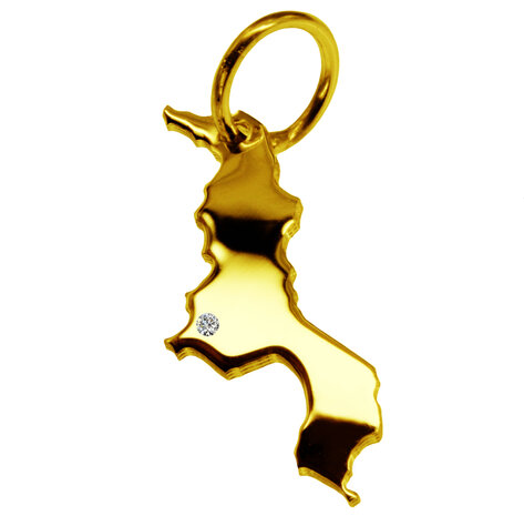 Gouden Landkaart Malawi ketting hanger