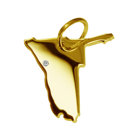 Gouden Landkaart Namibië ketting hanger