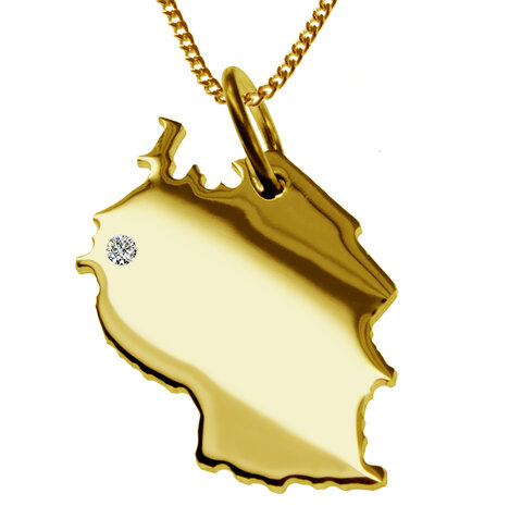 Gouden Landkaart Tasmanië ketting hanger