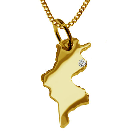 Gouden Landkaart Tunesië ketting hanger