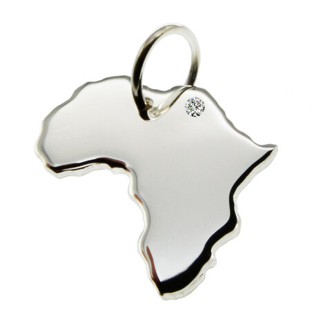 Zilveren Landkaart Afrika ketting hanger
