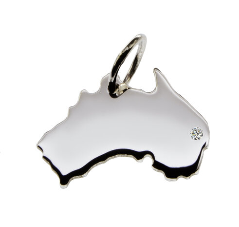 Zilveren Landkaart Australië ketting hanger