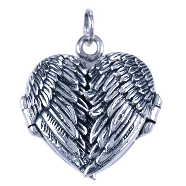 idee Geniet Vruchtbaar Zilveren Foto medaillon hart ketting hanger - Vleugels - - mooye-sieraden