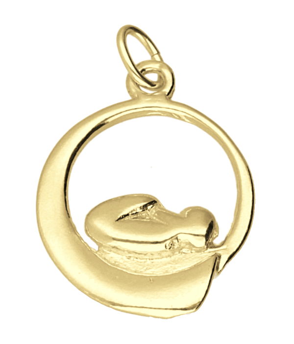 Gouden Baby in buik ketting hanger scherp - mooye-sieraden