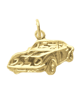 Gouden Sportauto vlak ketting hanger