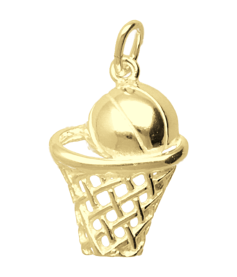 Gouden Basketbal in net ketting hanger