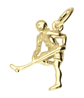 Gouden Hockeyspeler ketting hanger
