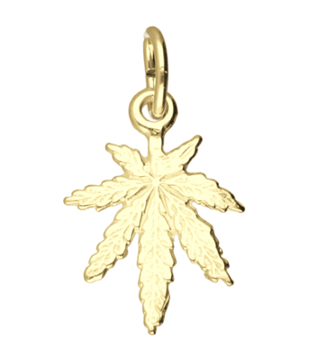 Gouden Hennepblad wiet klein ketting hanger