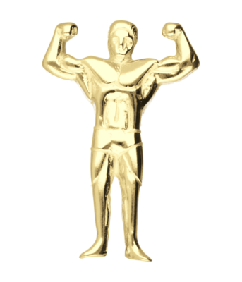 Gouden Bodybuilder 2 armen hoog ketting hanger