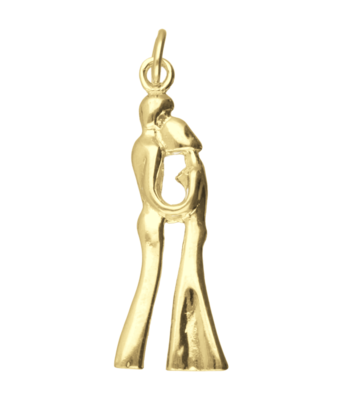 Gouden Danspaar Art Deco ketting hanger