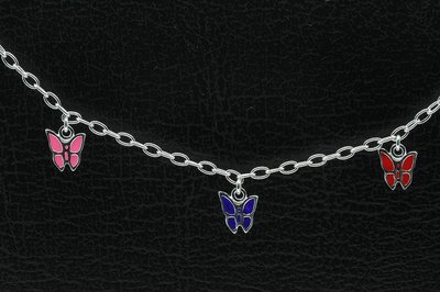 Zilveren 3 vlinders Kinder armband - 14 cm