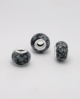 Zilveren edelsteen bead - snowflake obsidian