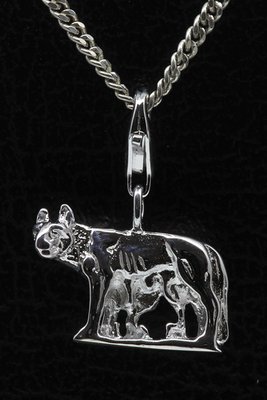 Zilveren Romulus met Remus en Wolvin hanger en/of bedel