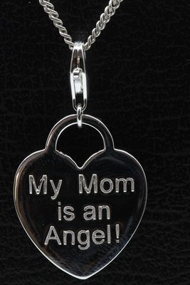Zilveren Hart My Mom is an angel hanger en/of bedel