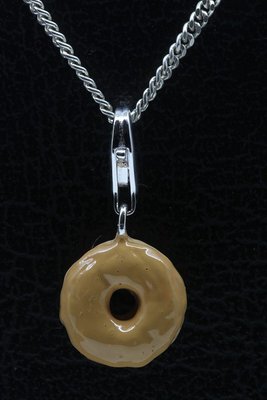 Zilveren Donut caramel hanger en/of bedel