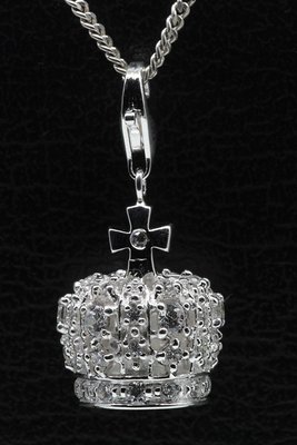 Zilveren Kroon met kristallen hanger en/of bedel