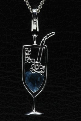 Zilveren Cocktailglas hanger en/of bedel