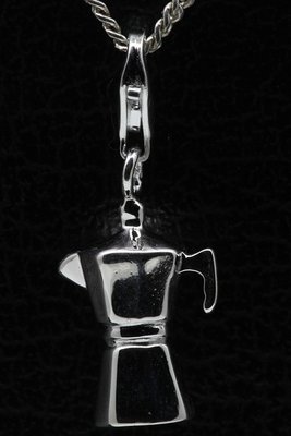 Zilveren Espresso koffiekan hanger en/of bedel