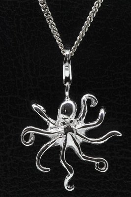 Zilveren Octopus hanger en/of bedel
