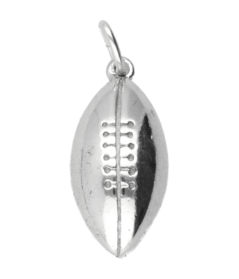 Zilveren Rugby bal ketting hanger - half
