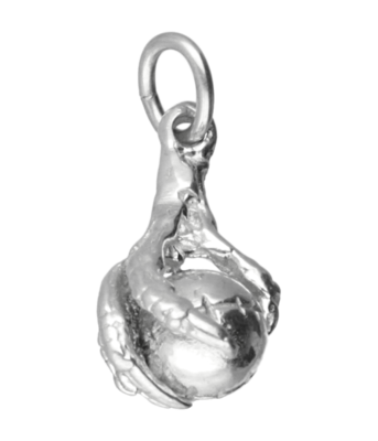 Zilveren Klauw met kaatsbal klein ketting hanger