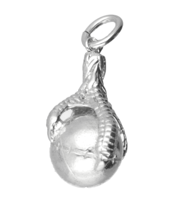 Zilveren Klauw met kaatsbal groot ketting hanger