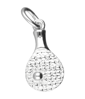 Zilveren Tafeltennis ketting hanger - bat klein met bal