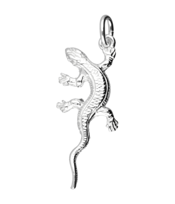 Zilveren Salamander/Gekko ketting hanger