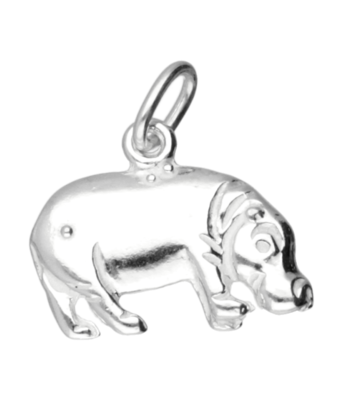 Zilveren Nijlpaard ketting hanger