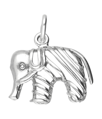 Zilveren Olifant opengewerkt ketting hanger